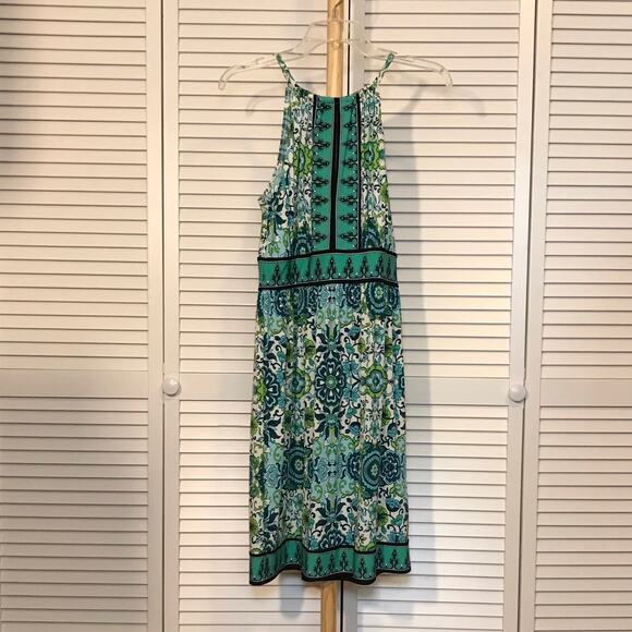 London Times Paisley Keyhole Halter Midi Stretch Dress 8 - Picture 1 of 5